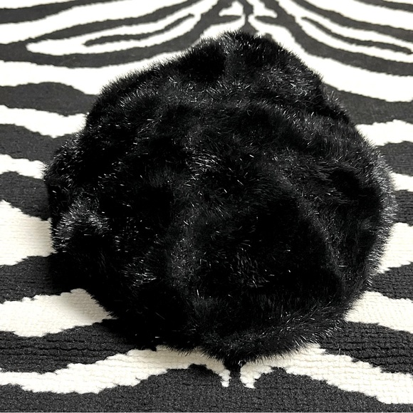 Vintage Angora Black Newsboy Cabbie Hat Cap Y2K - Picture 7 of 10